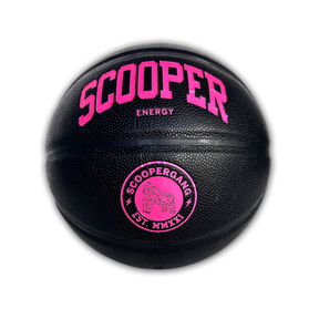 SCOOPER Energy Basketball in schwarz mit pinker Schrift und pinkem SCOOPERGANG Logo.