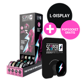 SCOOPER Energy Display in L-Form miz 4 Sorten und einem Popsocket mit SCOOPER Blitz gratis. 