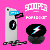 SCOOPER Energy Popsocket mit SCOOPER Blitz in weiß, magenta und cyan.