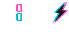 SCOOPER Energy Pouches Logo in weiß mit Akzenten in magenta und cyan.