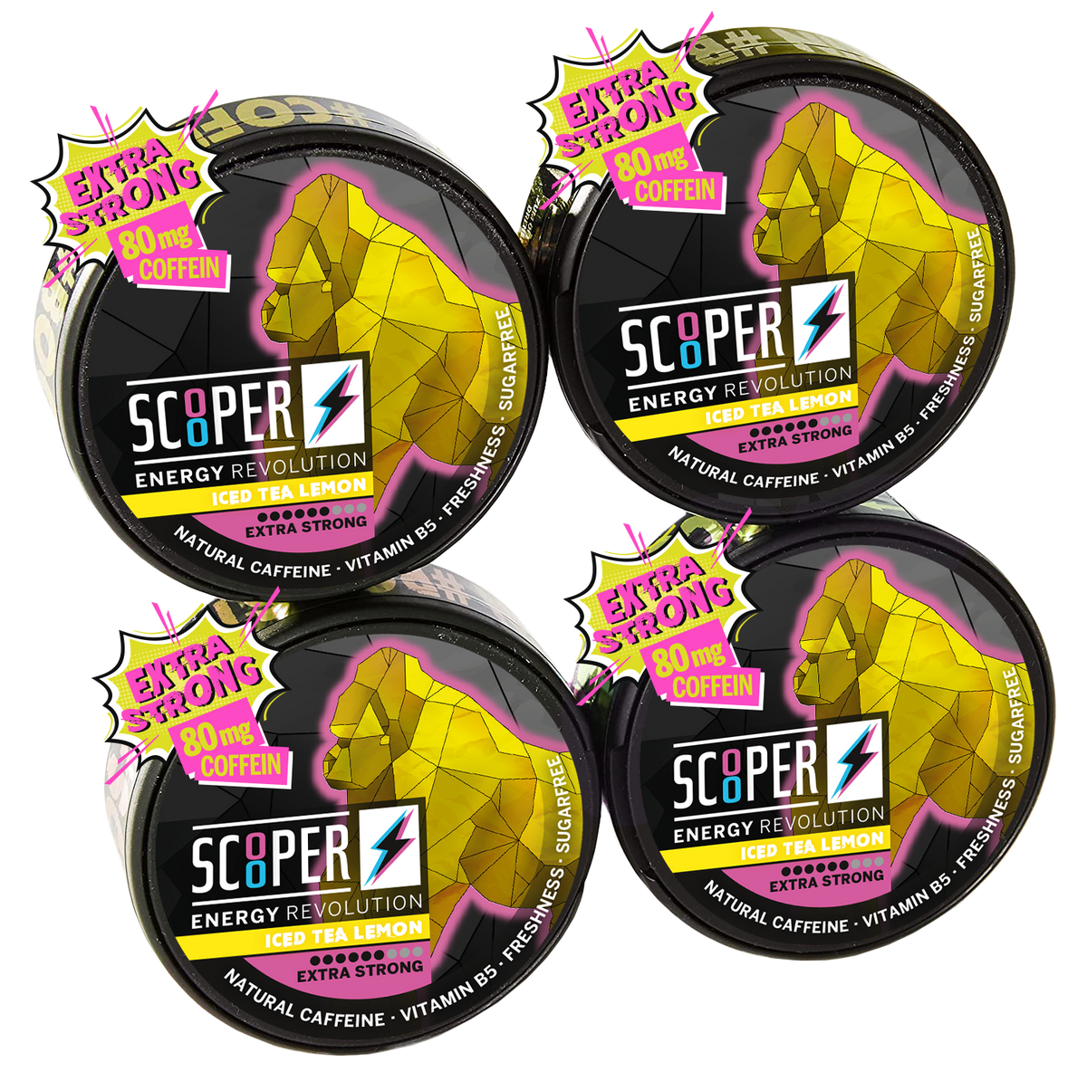 SCOOPER Energy Iced Tea Lemon Extra Strong Box (4 cans)