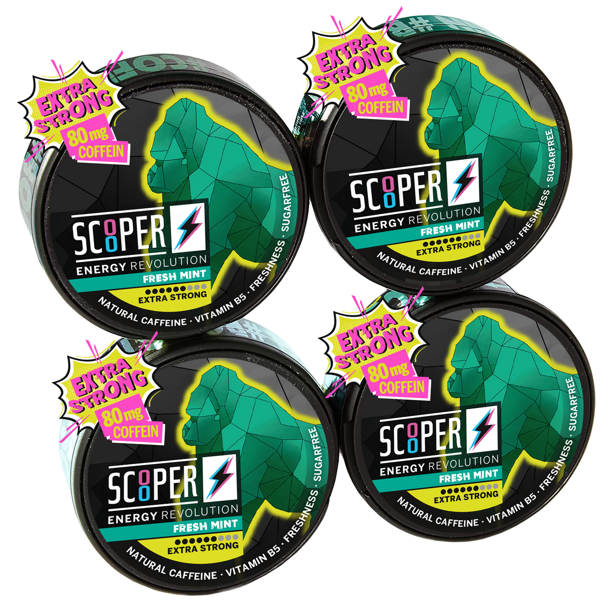 SCOOPER Energy Fresh Mint Extra Strong Box (4 cans)