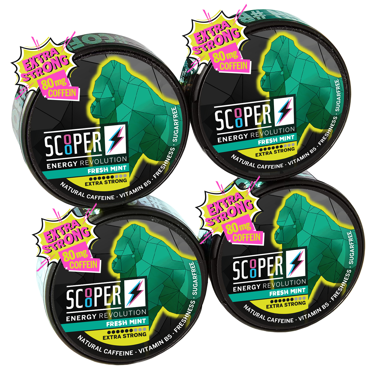 SCOOPER Energy Fresh Mint Extra Strong Box (4 cans)