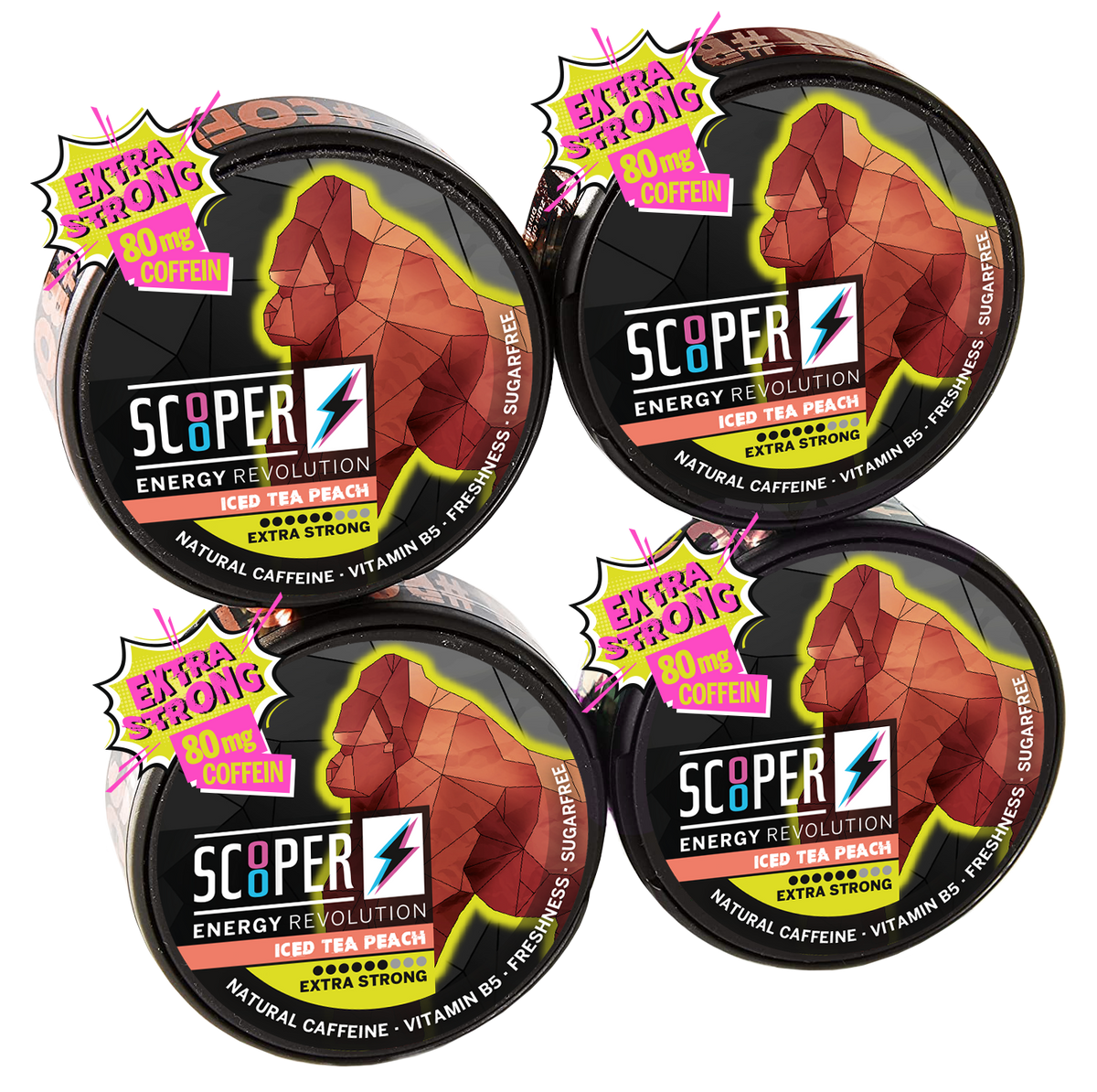SCOOPER Energy Iced Tea Peach Extra Strong Box (4 cans)