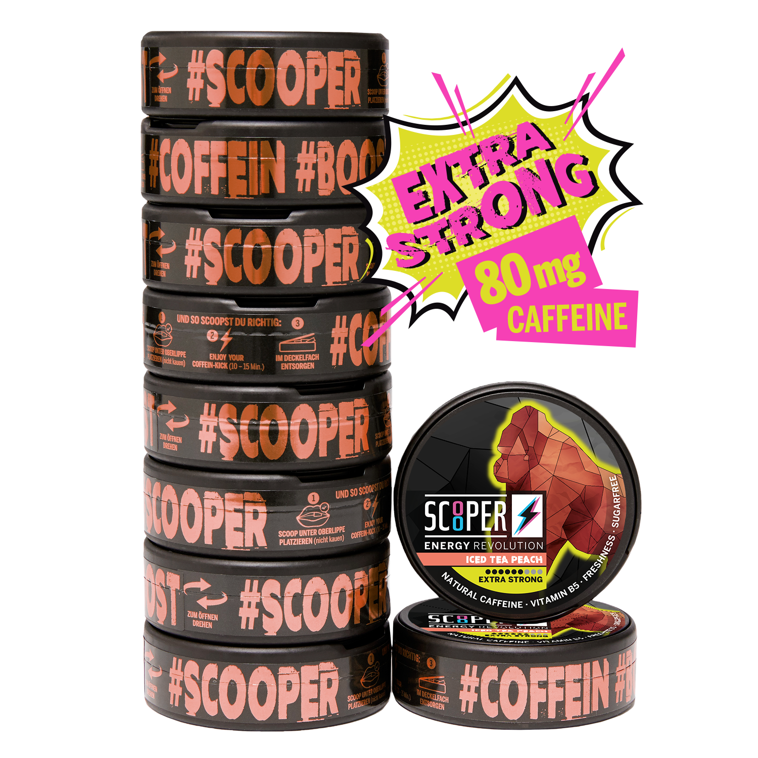 SCOOPER Energy Iced Tea Peach Extra Strong (9 + 1 Gratis)