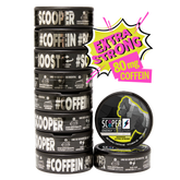 10 Dosen SCOOPER Energy Iced Cola Energy Pouches in Extra Strong mit 80mg Koffein.