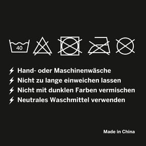 Waschanleitung Socken: Hand- oder Mschinenwäsche, nicht zu lange einweichen lassen, nicht mit dunklen Farben vermischen und ein neutrales Waschmittel verwenden. MADE IN CHINA